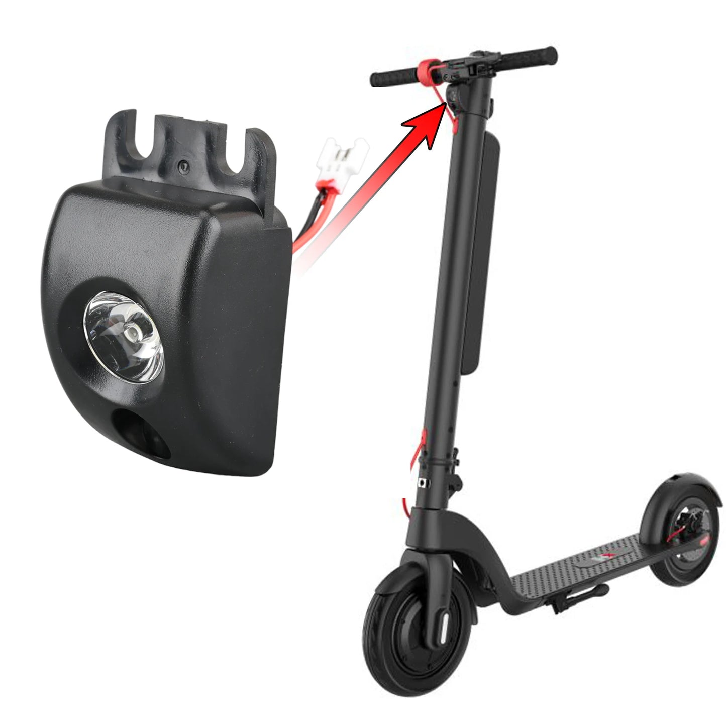 Faro delantero para patinete eléctrico HX X7 X8, piezas de repuesto de luz Led delantera plegable Kick Scooter.