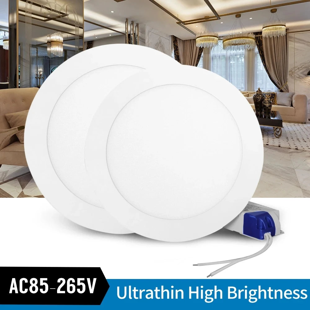 Ultrathin LED Downlight LED Round Panel Light 3W 6W 9W 12W 15W 25W Led Ceiling Recessed Grid Downlight Lamp Lighting 110V 220V